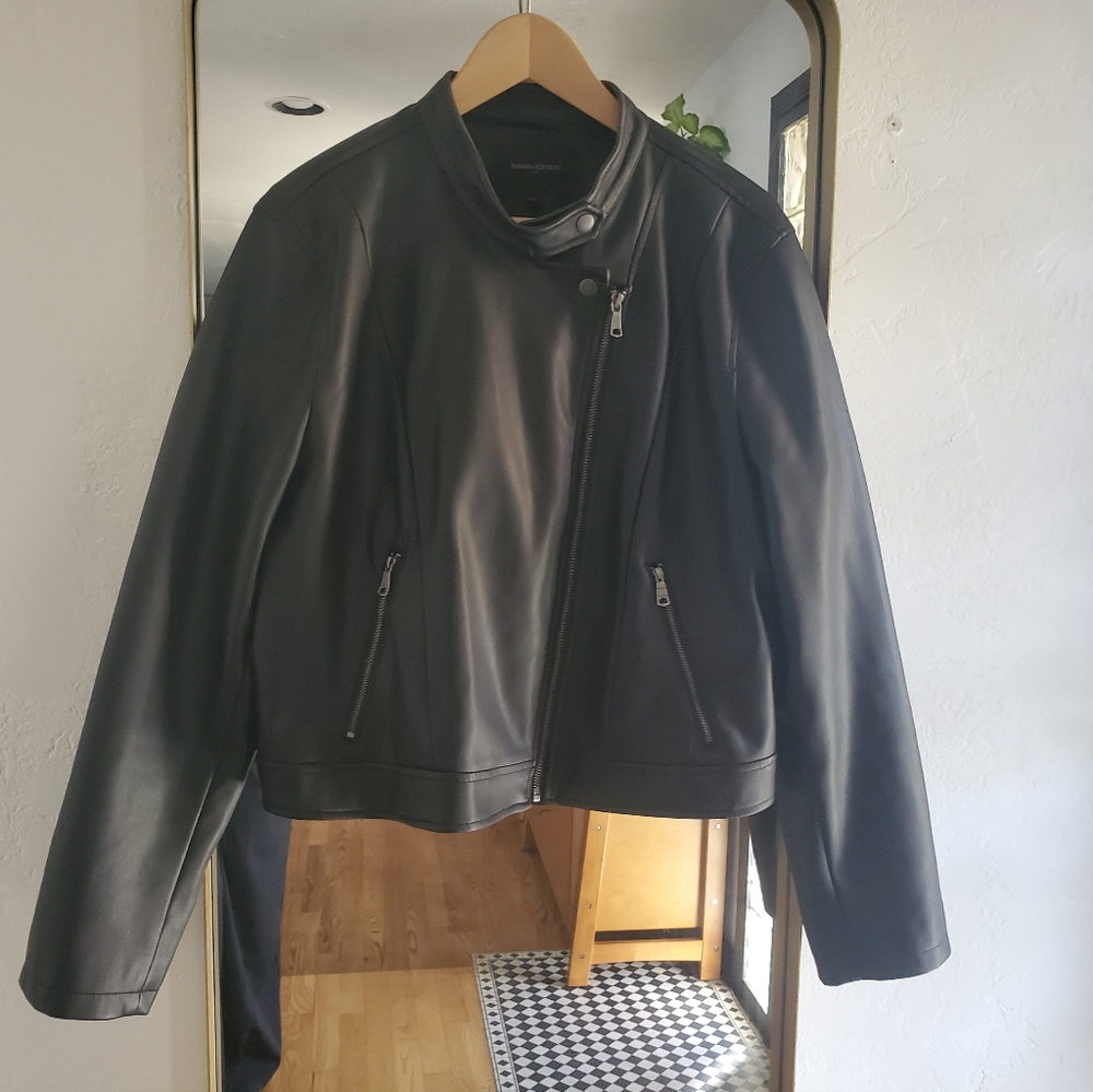 Banana Republic, Faux Leather Moto Jacket with zipper hardware, Size XL